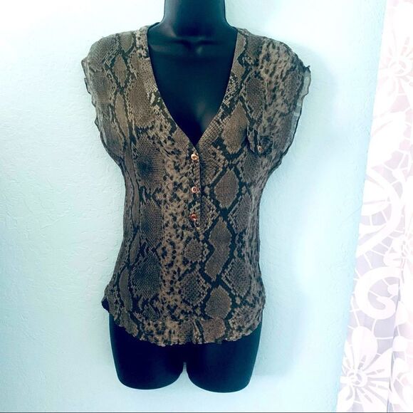 Espaco Fashion sheer snake print top Size Small P - Picture 1 of 10